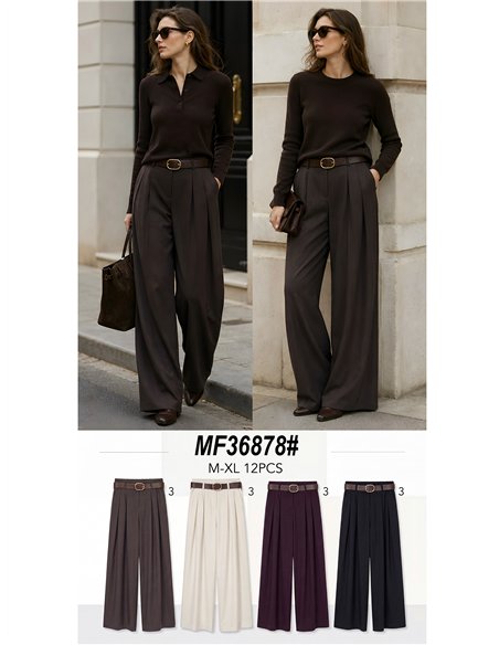 Pantalón wide leg de vestir con pinzas