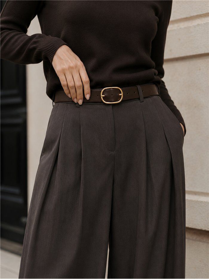 Pantalón wide leg de vestir con pinzas