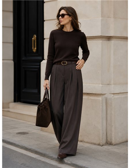 Pantalón wide leg de vestir con pinzas