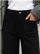 Calça jeans de perna larga com bolsos trançados