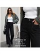 Calça jeans de perna larga com bolsos trançados