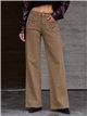 Calça jeans de perna larga com bolsos trançados