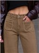 Calça jeans de perna larga com bolsos trançados