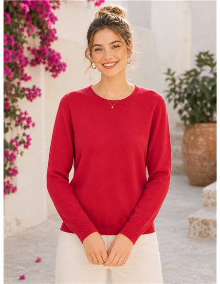 Jersey básico de punto cuello redondo