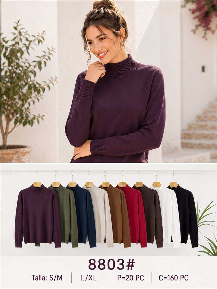 Jersey básico de punto cuello alto