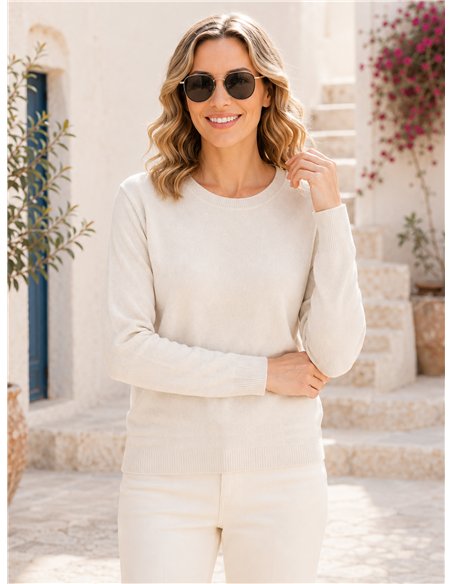 Pull à col rond en maille fine, taille moyenne