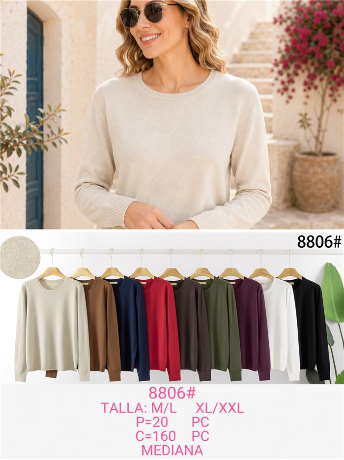 Pull à col rond en maille fine, taille moyenne