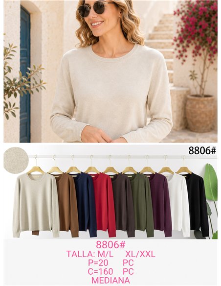 Pull à col rond en maille fine, taille moyenne