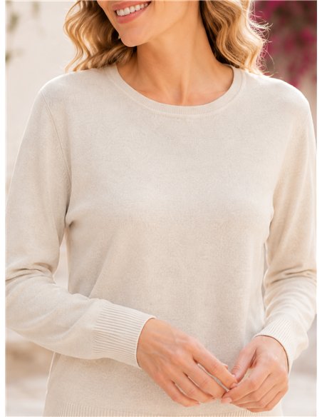 Pull à col rond en maille fine, taille moyenne