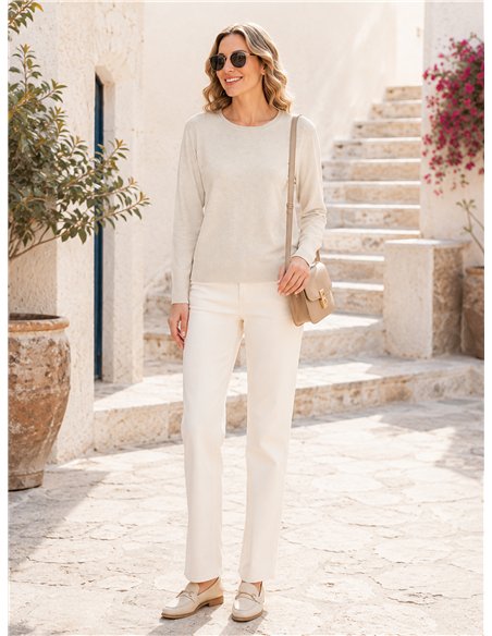 Pull à col rond en maille fine, taille moyenne