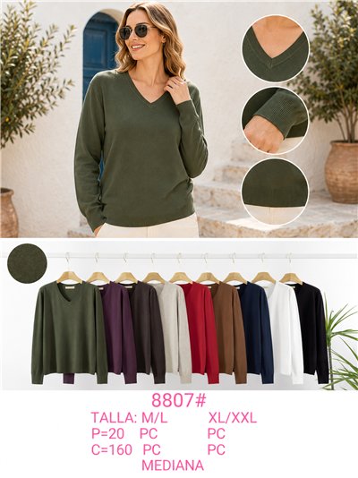 Jersey de punto fino cuello pico talla mediana 2