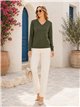 Jersey de punto fino cuello pico talla mediana