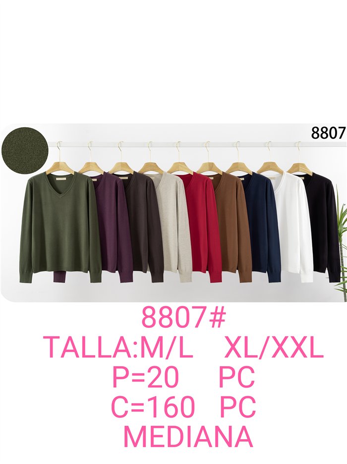 Jersey de punto fino cuello pico talla mediana