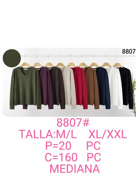 Jersey de punto fino cuello pico talla mediana