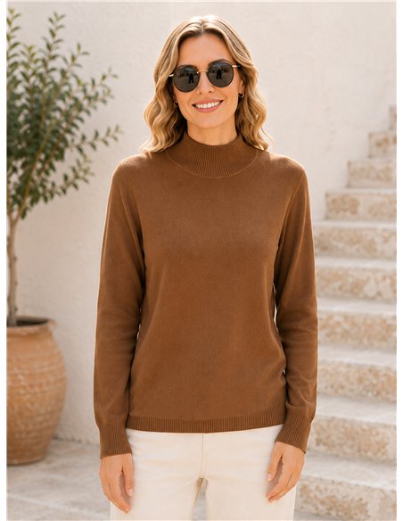 Jersey de punto fino cuello alto talla mediana