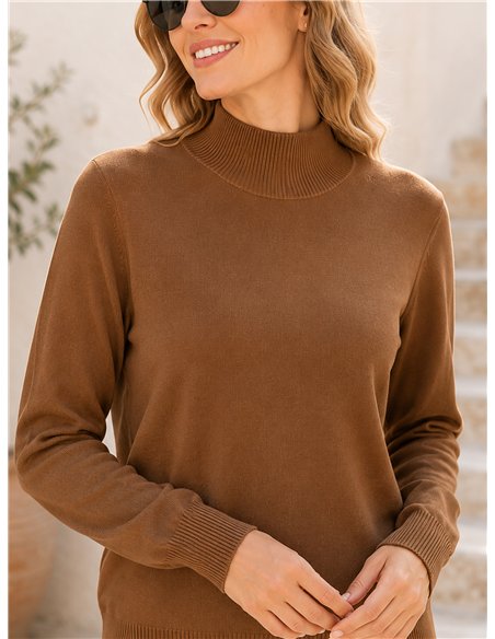 Jersey de punto fino cuello alto talla mediana
