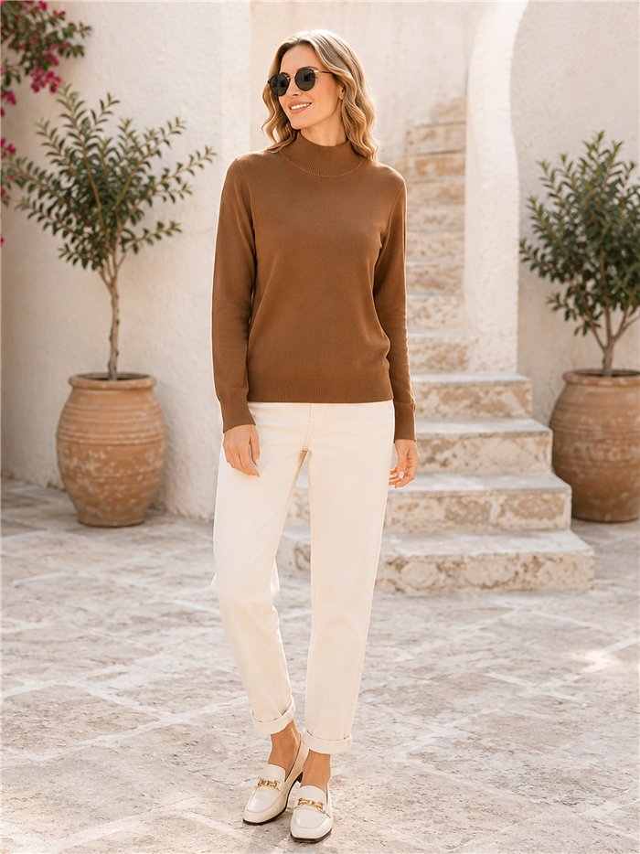 Jersey de punto fino cuello alto talla mediana