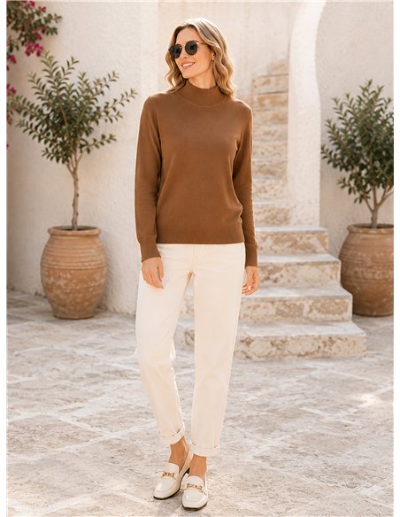 Jersey de punto fino cuello alto talla mediana