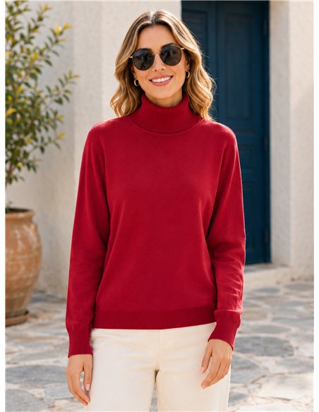 Feingestrickter Rollkragenpullover, mittlere Größe