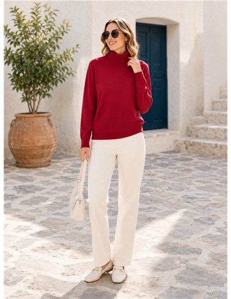 Feingestrickter Rollkragenpullover, mittlere Größe