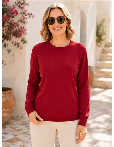 Rundhals-Strickpullover in Übergröße