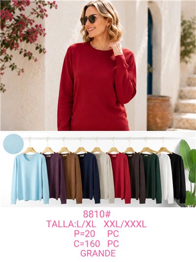 Jersey de punto cuello redondo talla grande 2