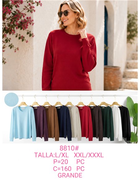 Rundhals-Strickpullover in Übergröße