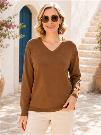 Plus size v neck knit sweater