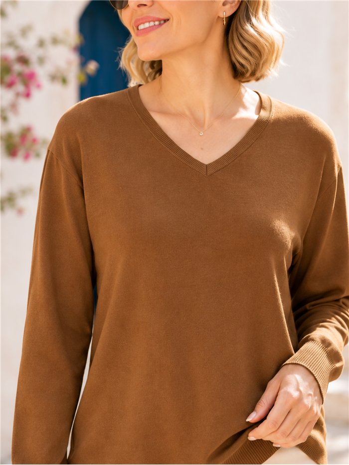 Plus size v neck knit sweater