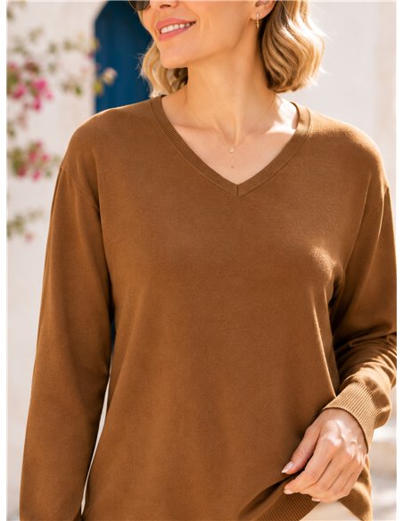 Plus size v neck knit sweater