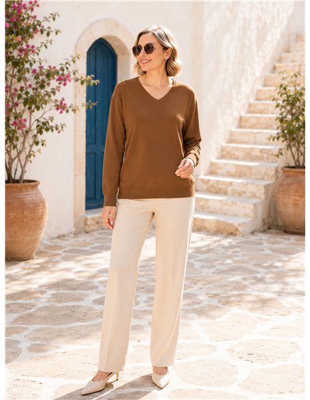 Plus size v neck knit sweater