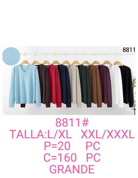 Plus size v neck knit sweater