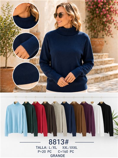 Jersey de punto cuello vuelto talla grande 2