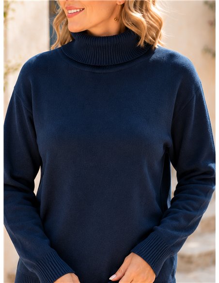 Plus size roll neck knit sweater