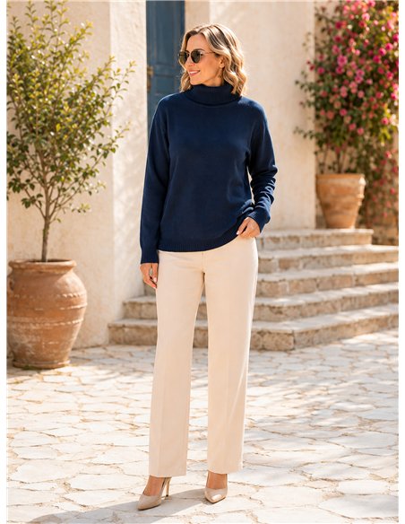 Plus size roll neck knit sweater