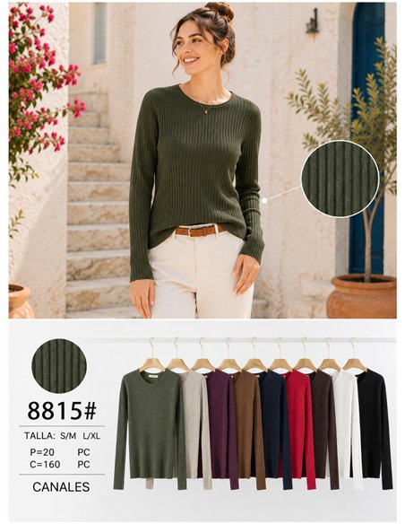Jersey canalé cuello redondo
