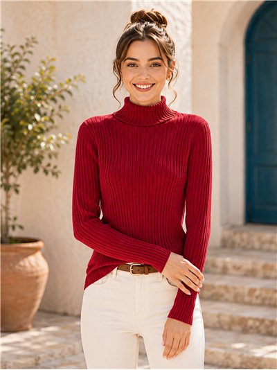 Jersey canalé cuello vuelto