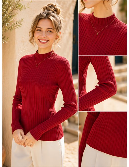 Jersey canalé cuello alto