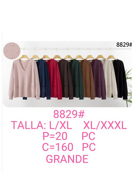 Chaqueta de punto relieve con bolsillo talla grande