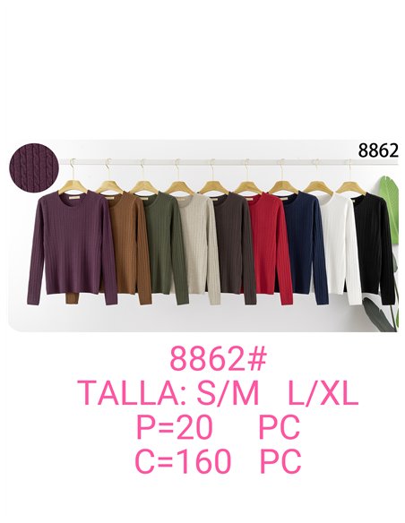 Jersey de punto trenzado cuello redondo