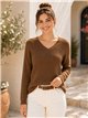 Jersey de punto trenzado cuello pico