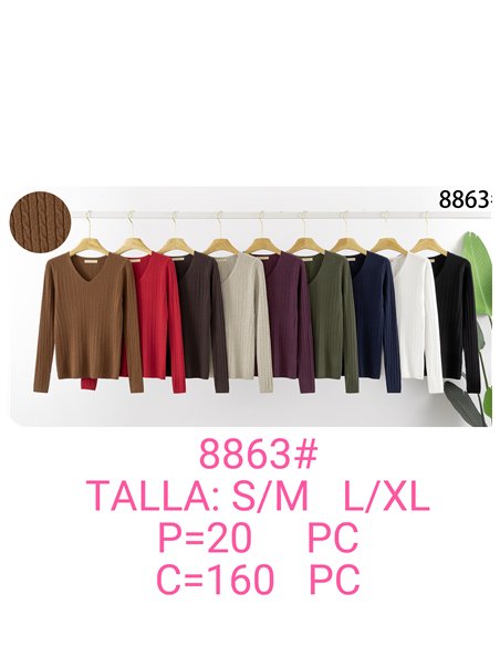 Jersey de punto trenzado cuello pico