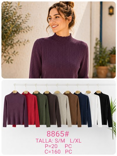 pull à col roulé en maille torsadée 2