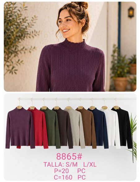 pull à col roulé en maille torsadée