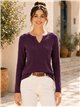 Pull côtelé avec boutons au col