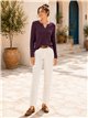 Pull côtelé avec boutons au col