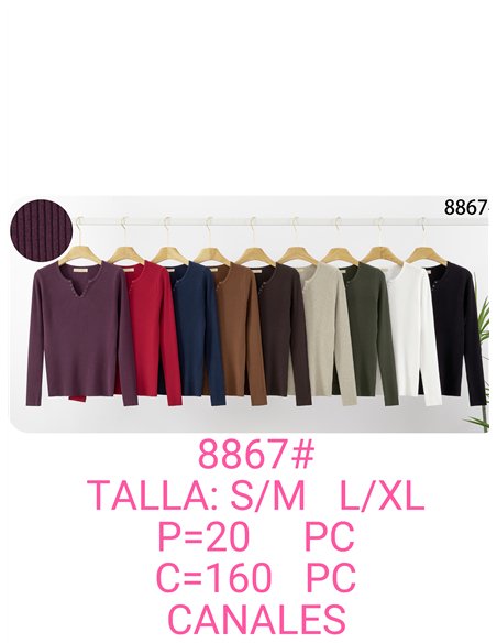 Pull côtelé avec boutons au col