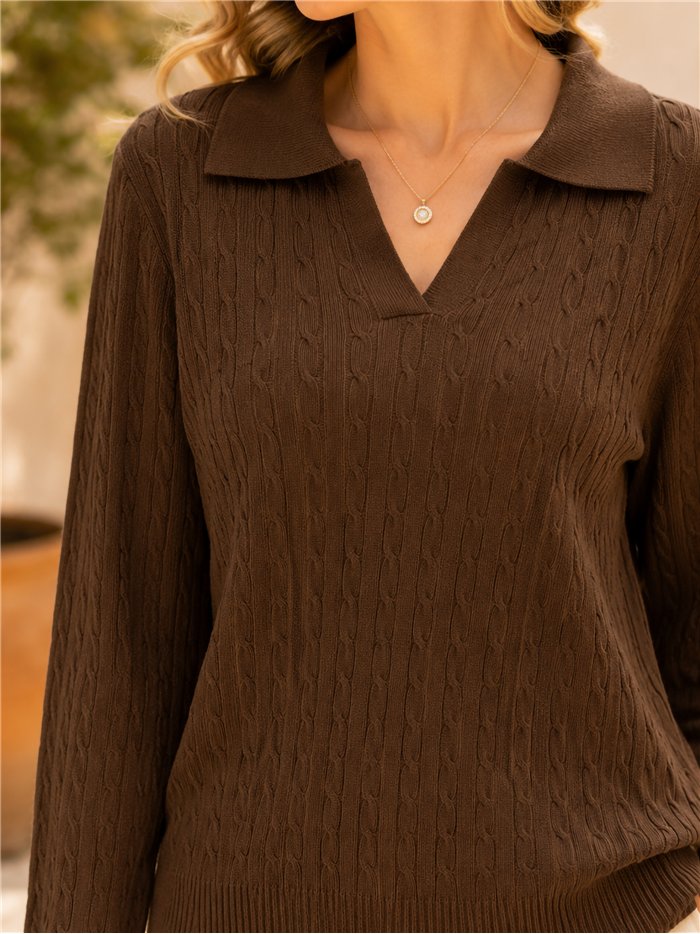 Jersey de punto trenzado cuello polo