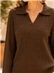 Jersey de punto trenzado cuello polo