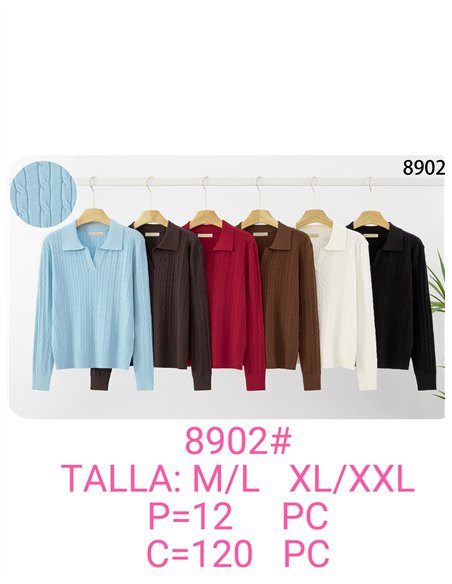 Jersey de punto trenzado cuello polo